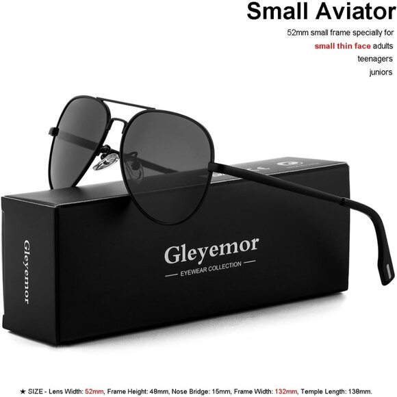 Small Aviator Sunglasses Unisex UV Protection Polarized 52MM Feathers - Picture 2 of 7